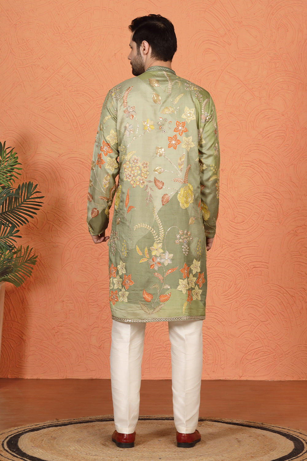 Phool Utsav Printed Embroidered Kurta with Back Elastic Pants