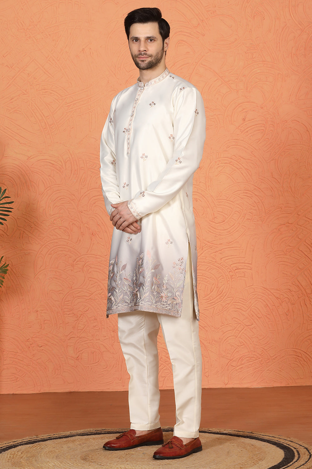 Phool Vatika Ombre Embroidered Kurta with Back Elastic Pants