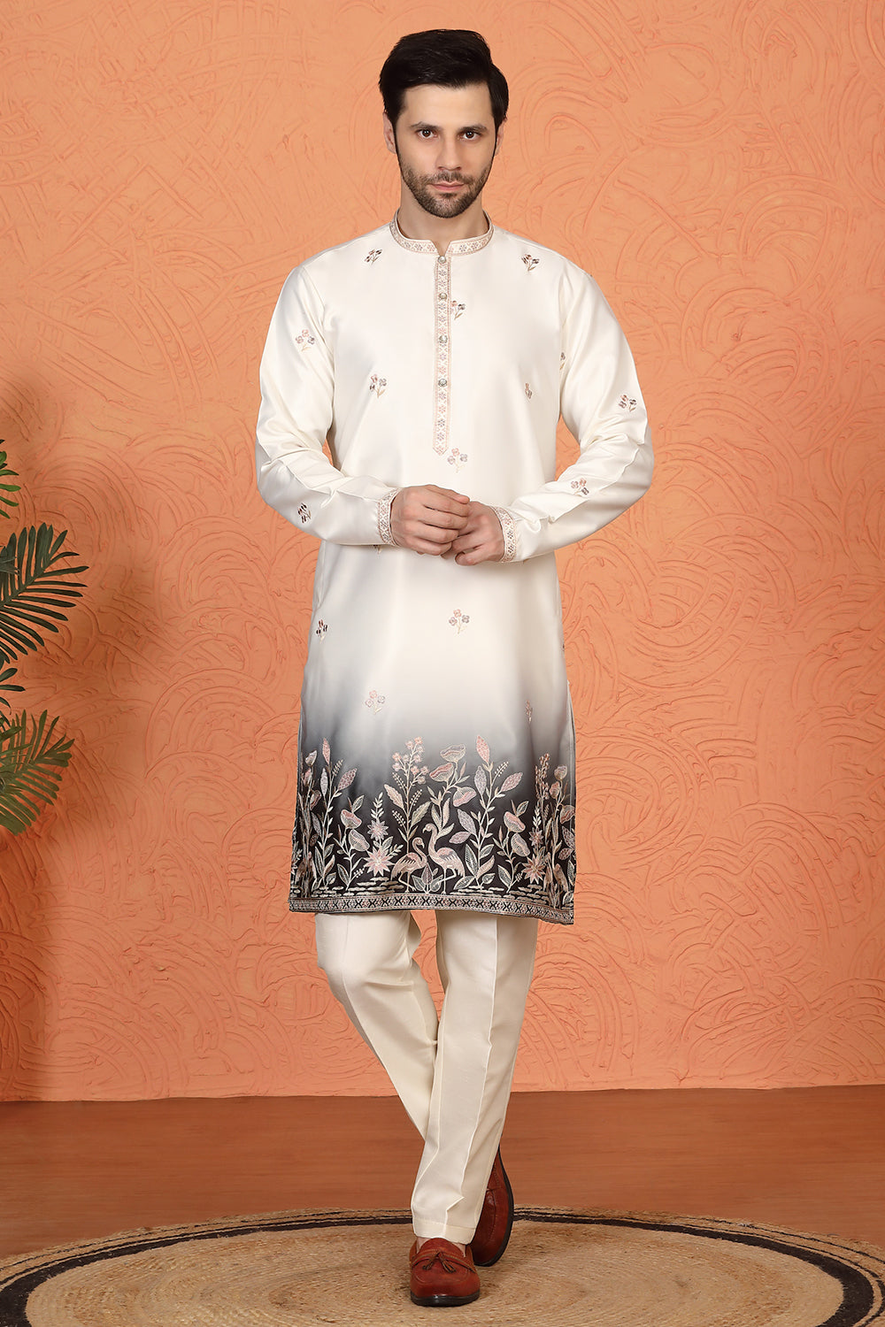 Phool Vatika Ombre Embroidered Kurta with Back Elastic Pants
