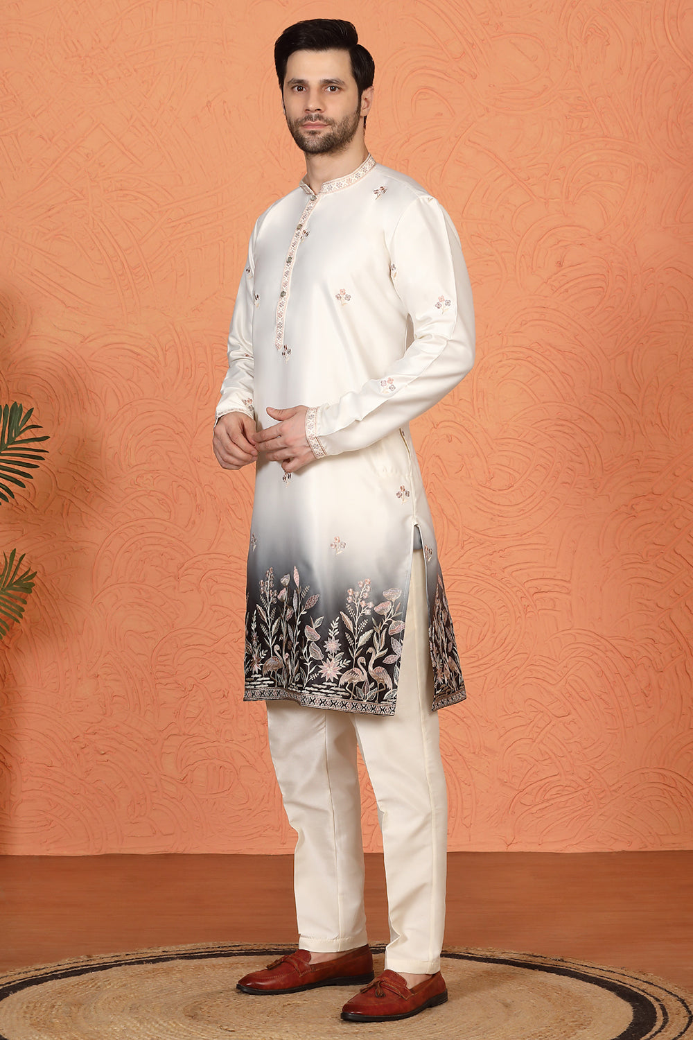 Phool Vatika Ombre Embroidered Kurta with Back Elastic Pants