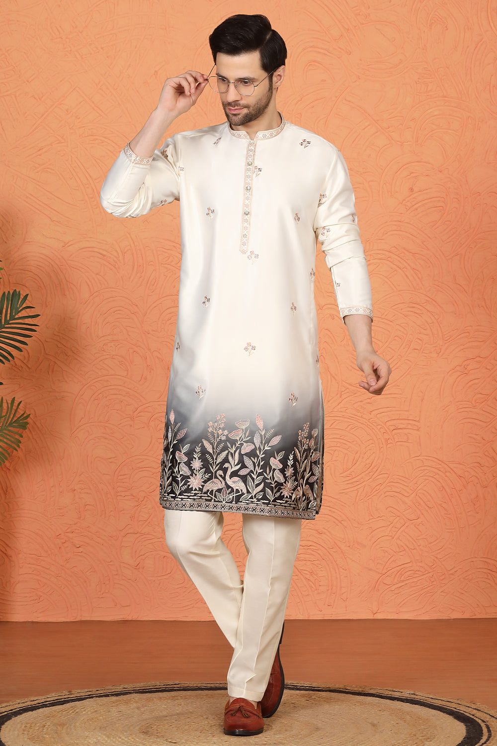 Phool Vatika Ombre Embroidered Kurta with Back Elastic Pants
