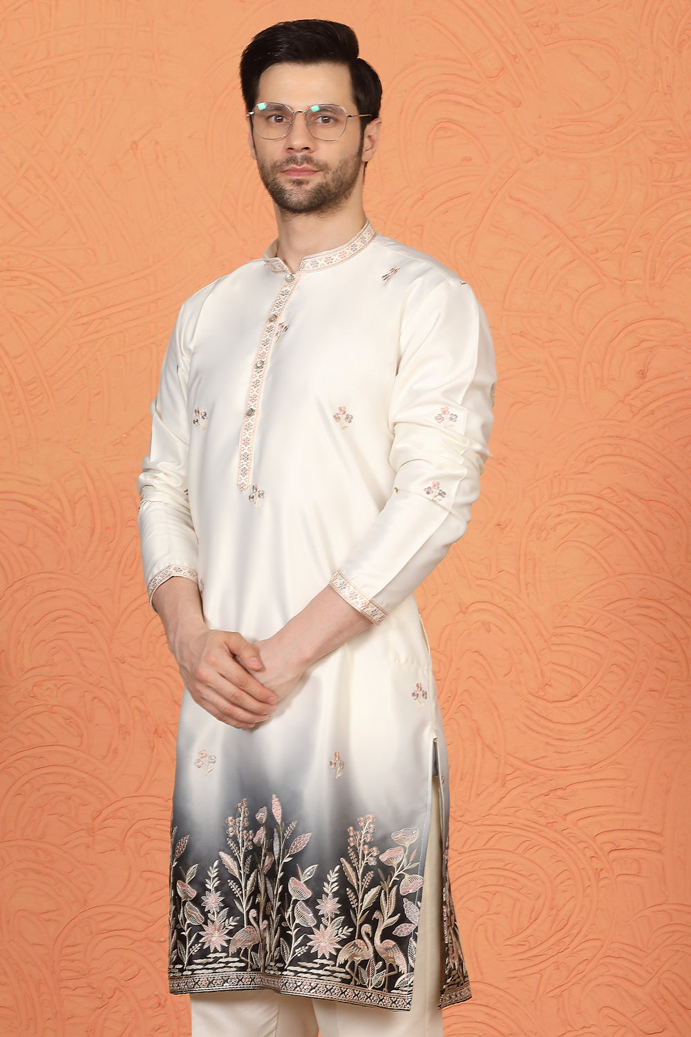 Phool Vatika Ombre Embroidered Kurta with Back Elastic Pants