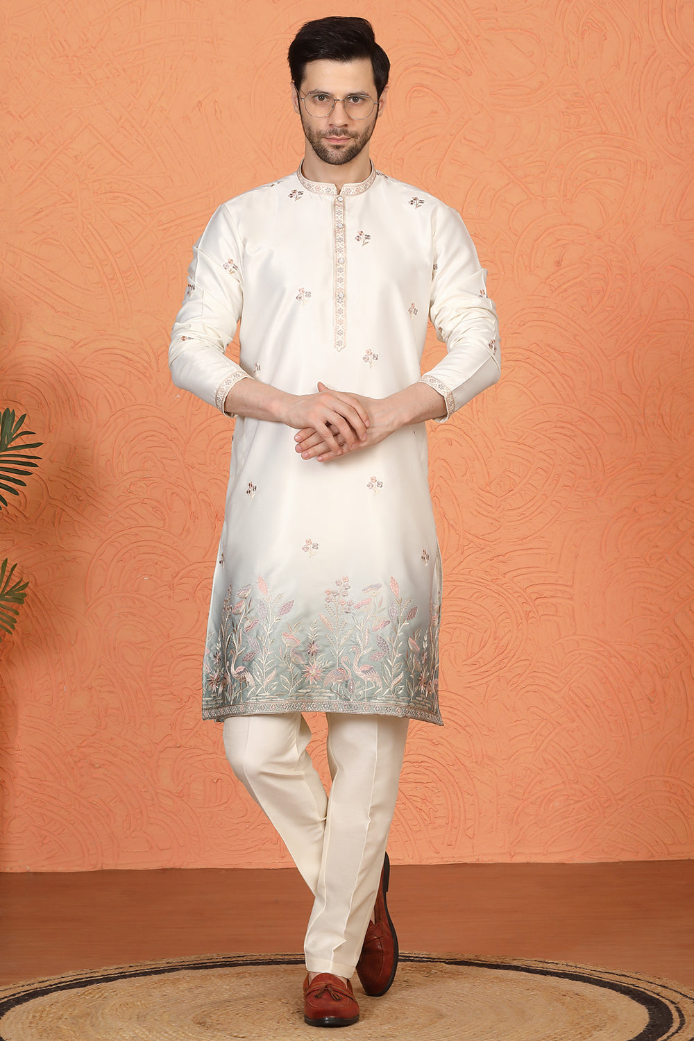 Phool Vatika Ombre Embroidered Kurta with Back Elastic Pants