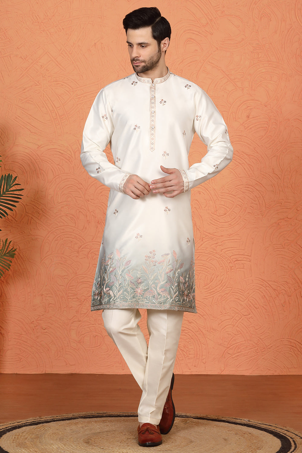 Phool Vatika Ombre Embroidered Kurta with Back Elastic Pants