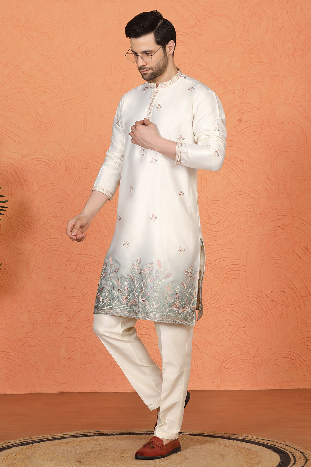 Phool Vatika Ombre Embroidered Kurta with Back Elastic Pants