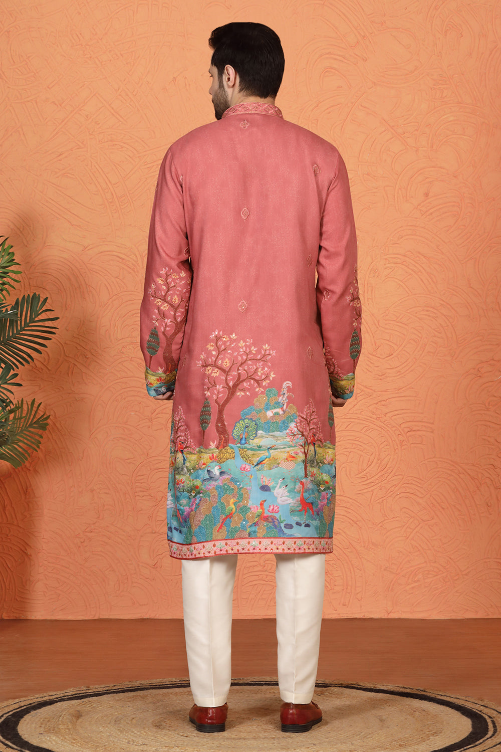 Printed Embroidered Kurta with Back Elastic Pants