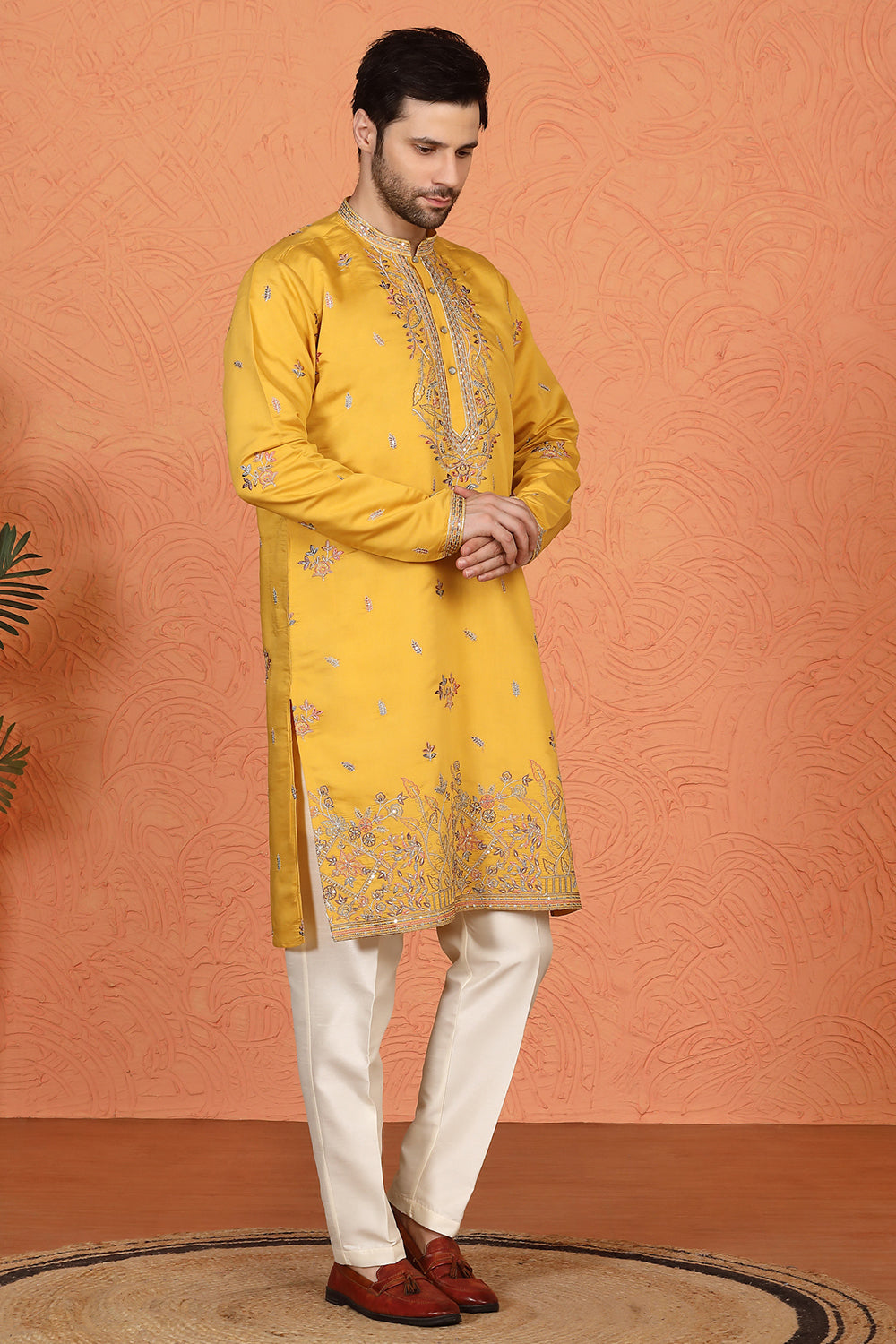 Pushp Gram Embroidered Kurta with Back Elastic Pants