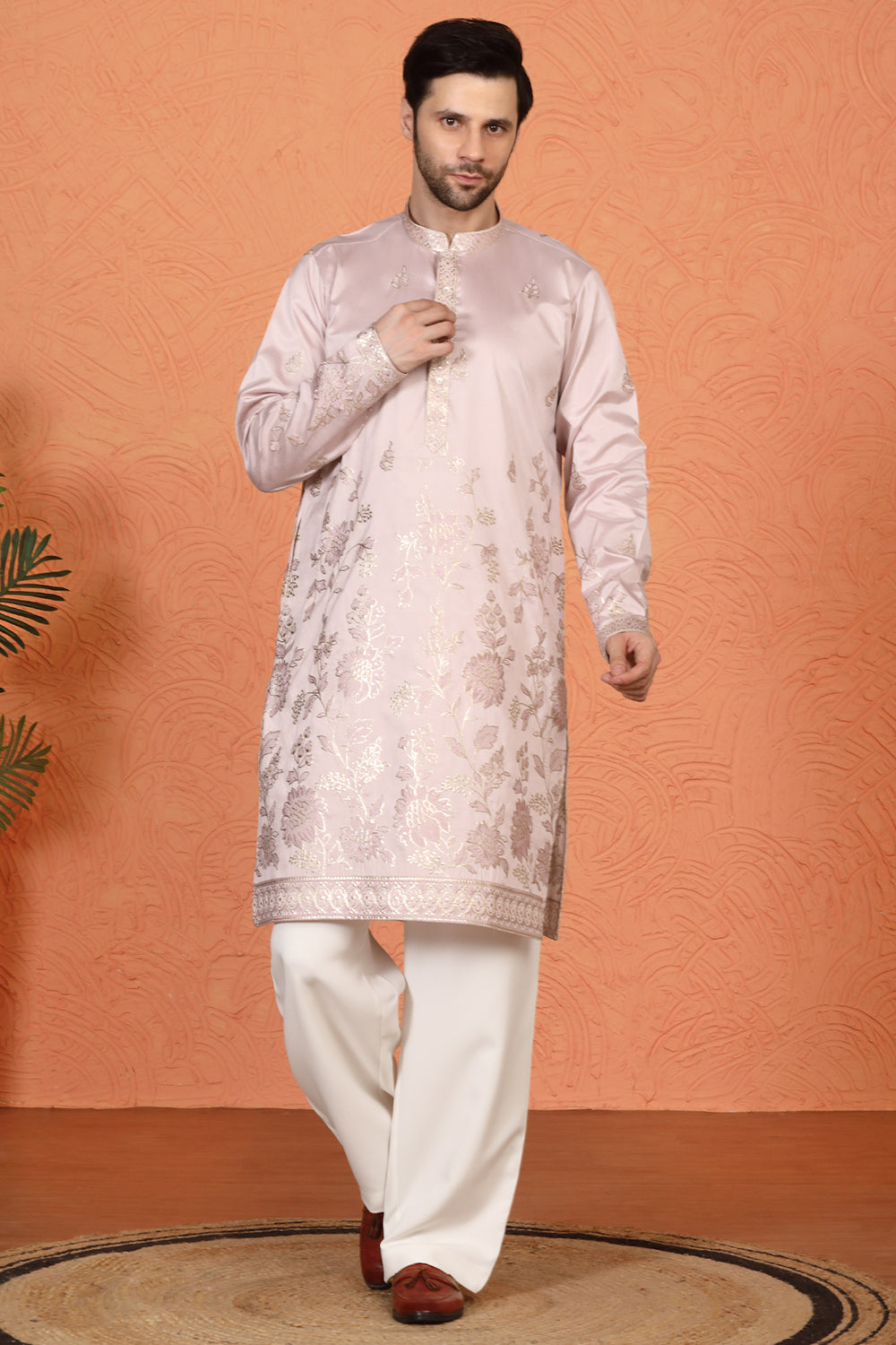 Pushp Swarna Embroidered Kurta with Loose Fit Parallel Pants
