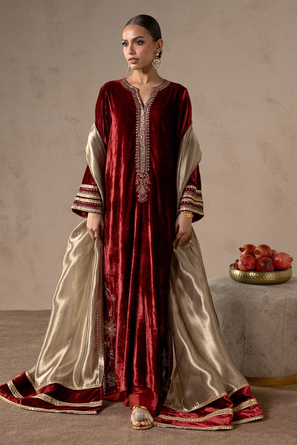 Red Ember Velvet Suit Set