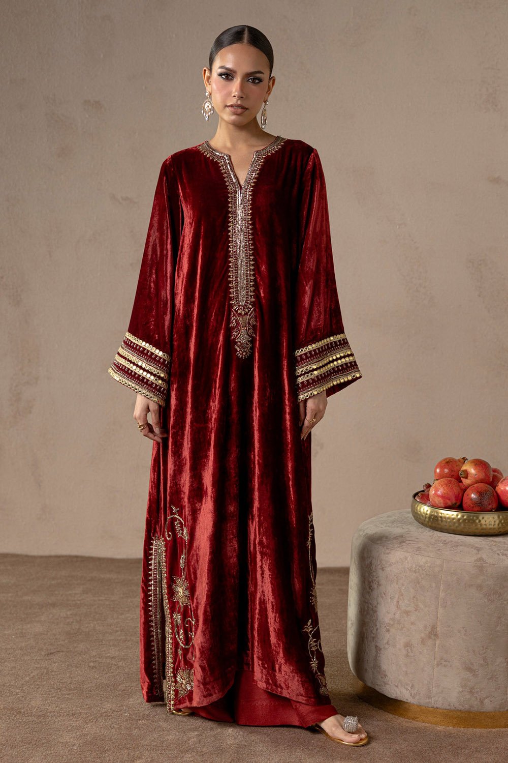 Red Ember Velvet Suit Set