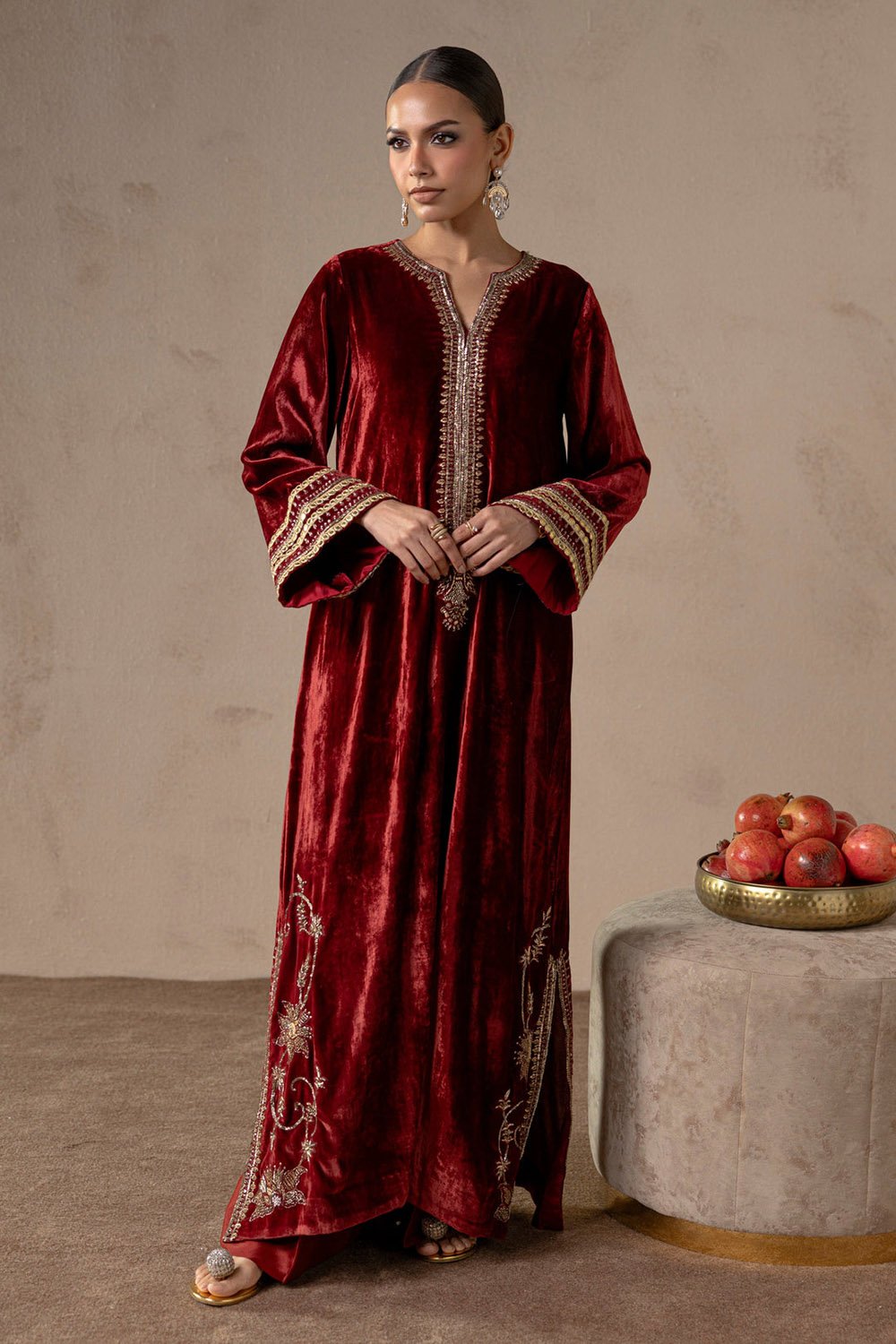 Red Ember Velvet Suit Set