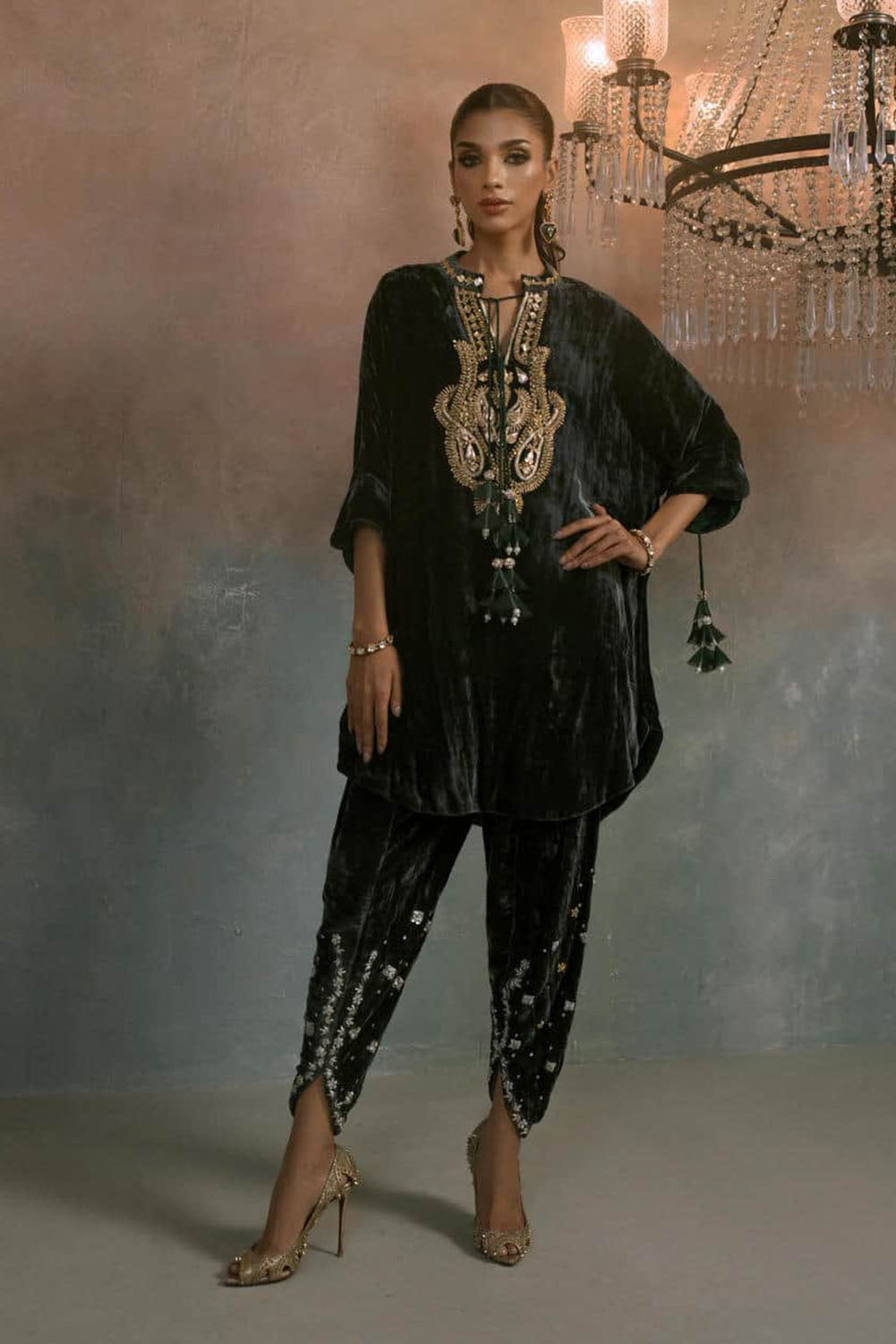 Regal Green Velvet Statement Co-ord