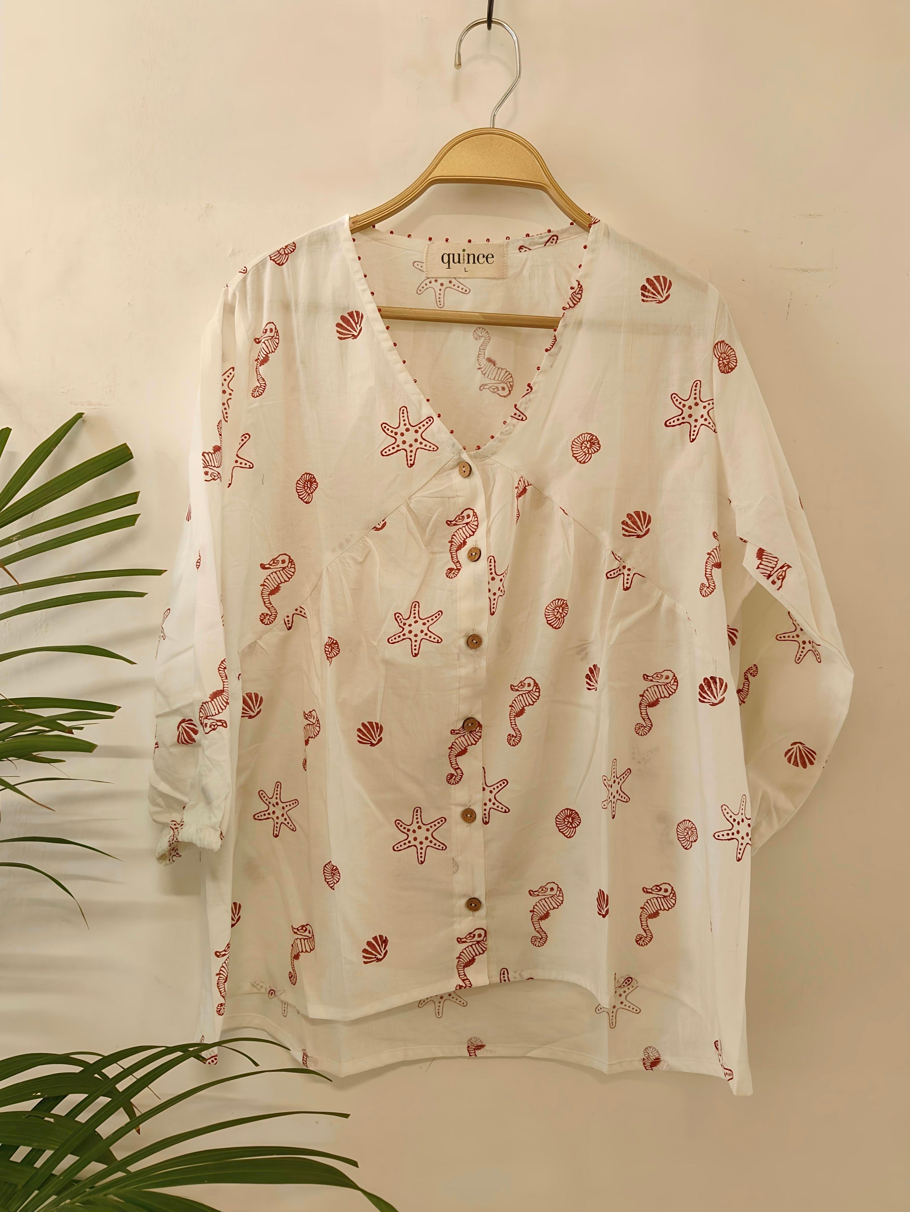 Sea Treasures Top- Crimson