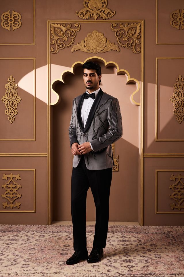 Grey Tuxedo Jacket and Pant