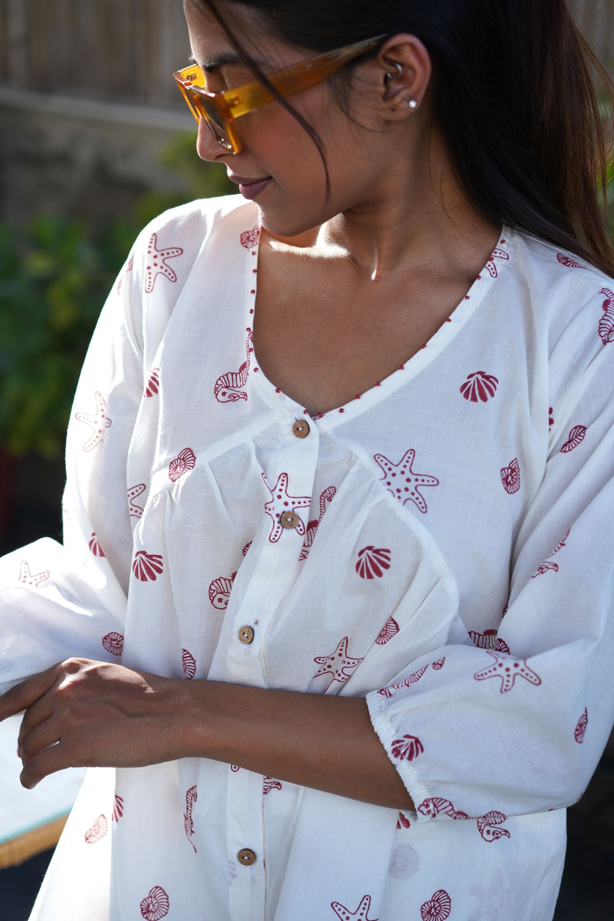 Sea Treasures Top- Crimson