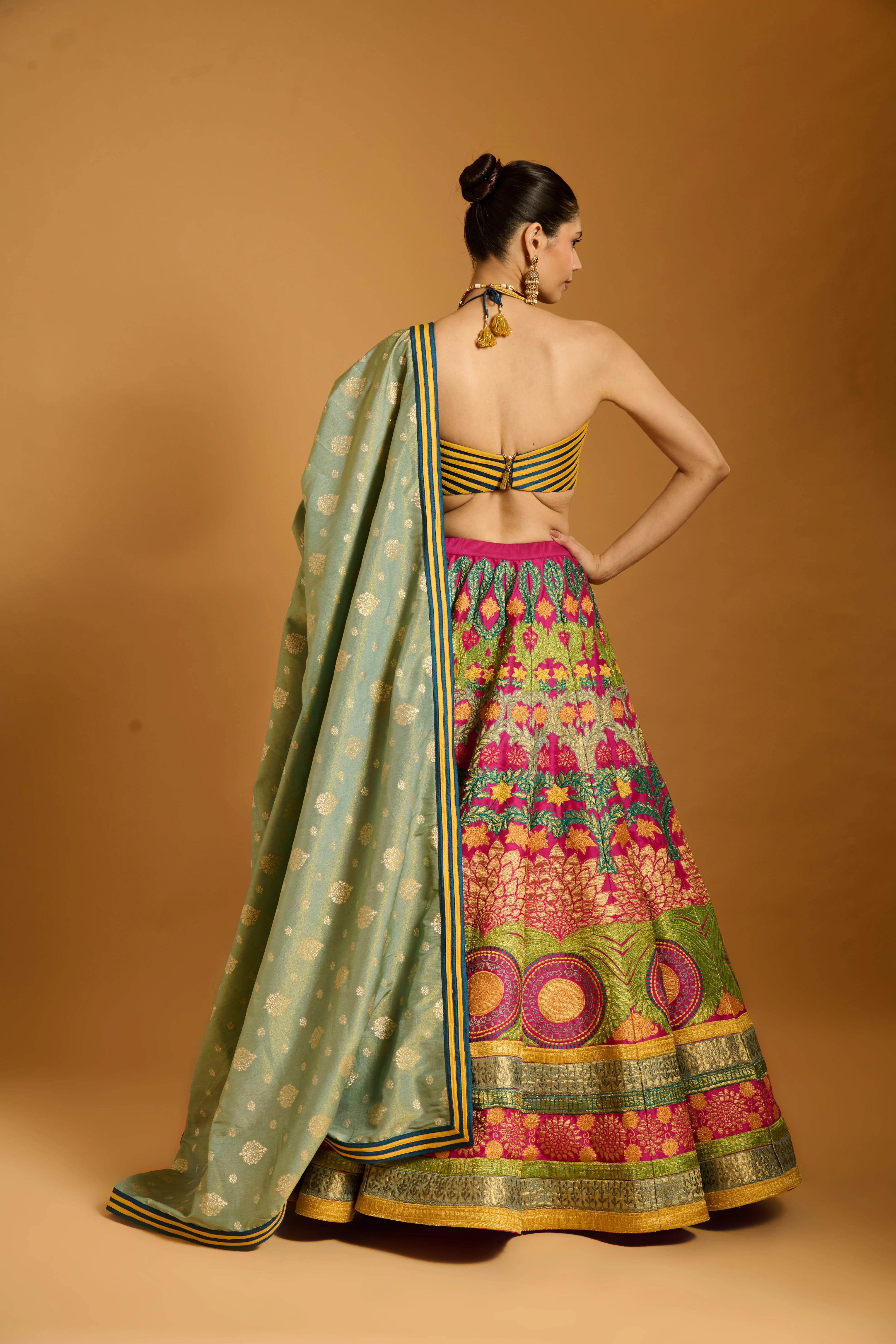Trifecta multicolor applique lehenga