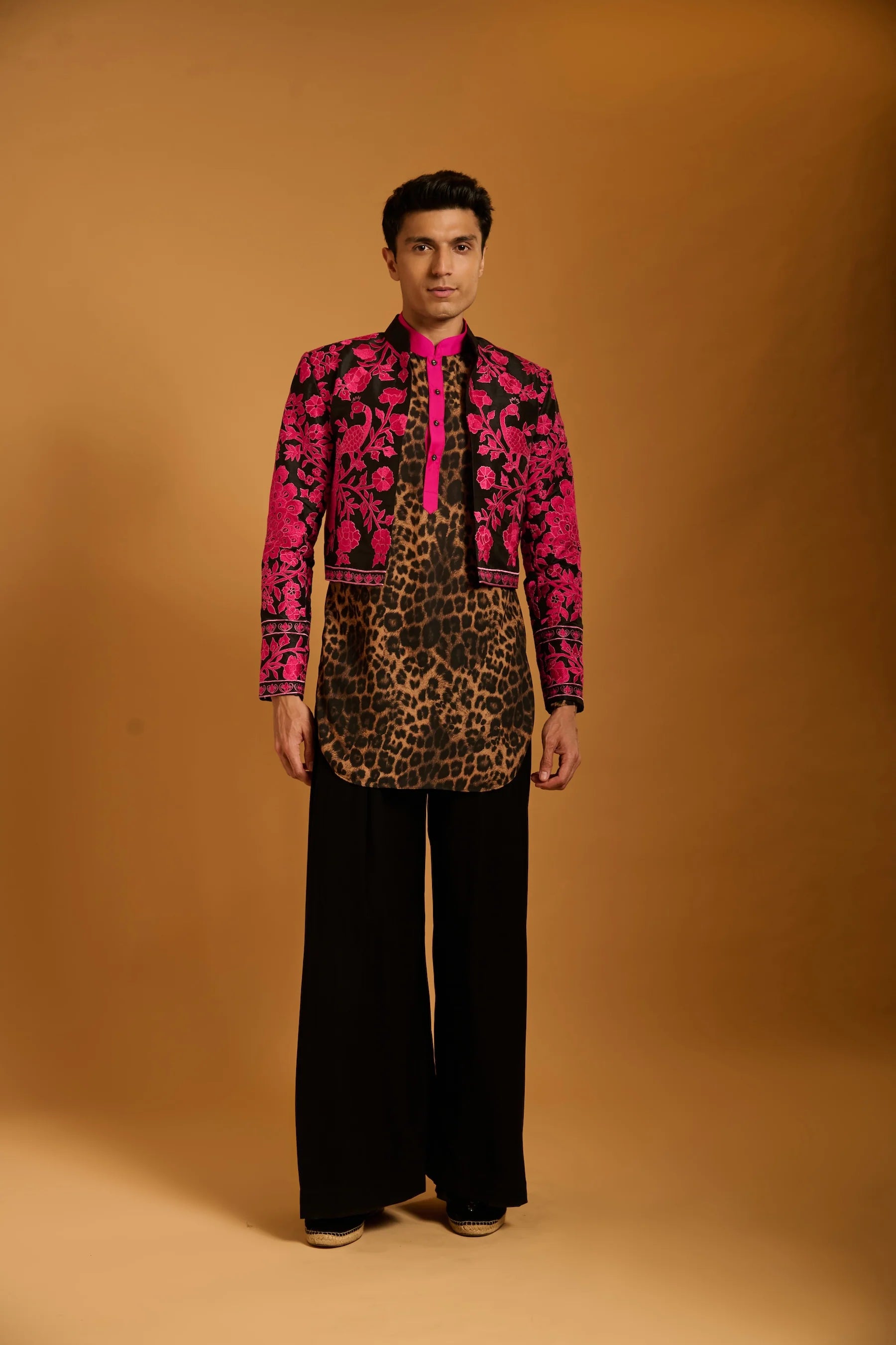 Trifecta black fuchsia crop jacket set