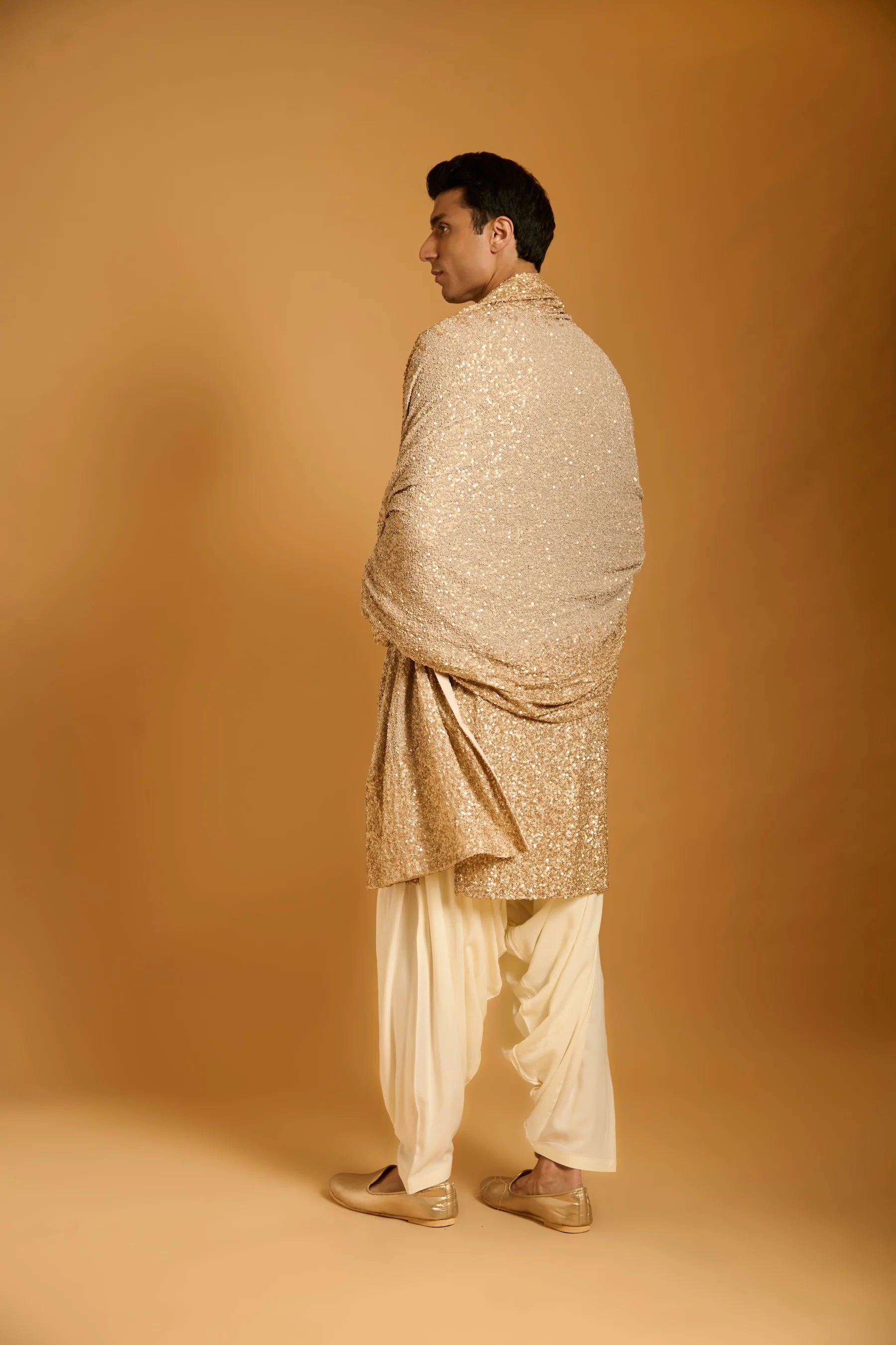 Trifecta gold sequin dupatta