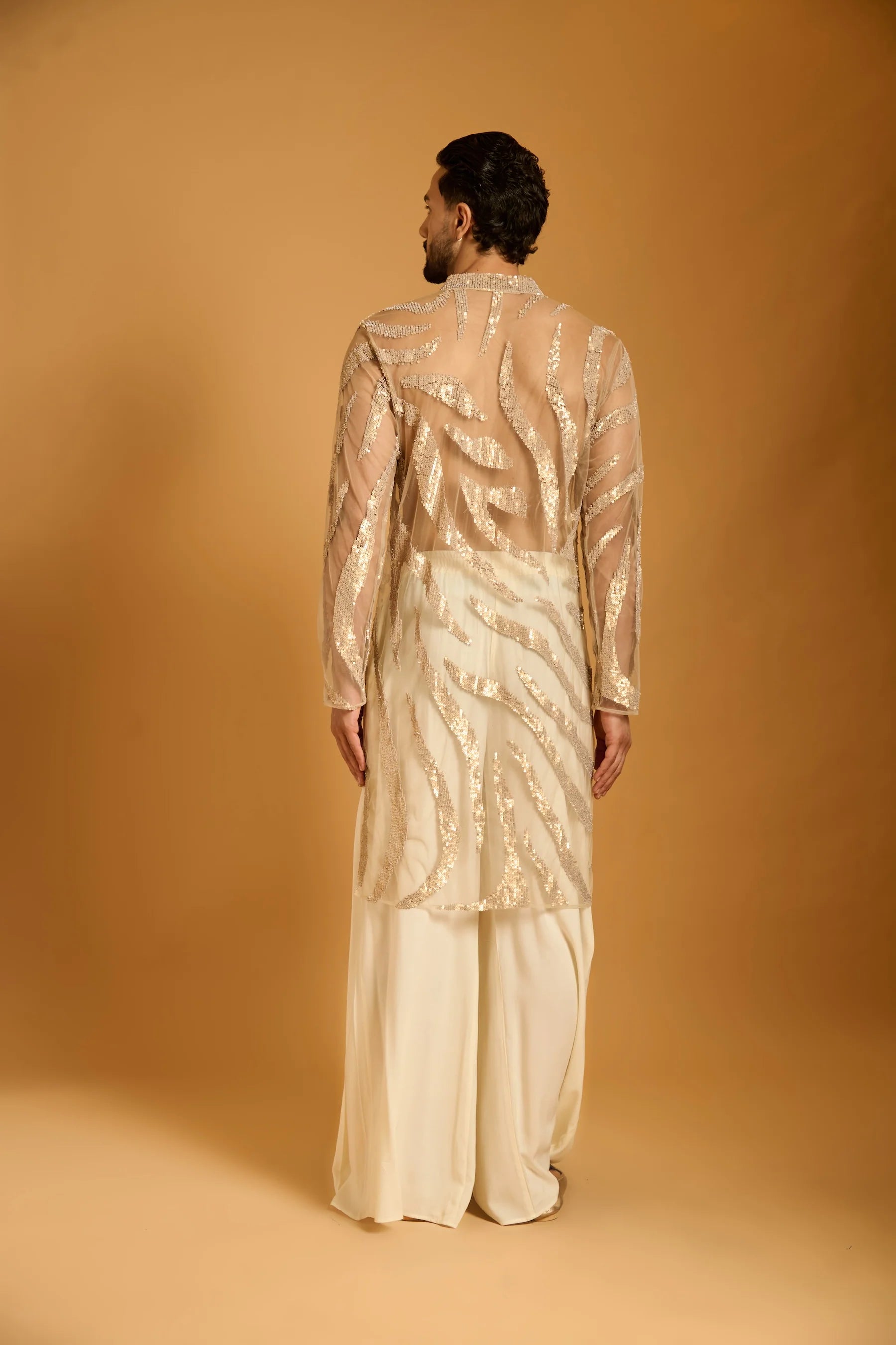 Trifecta gold zebra sheer kurta
