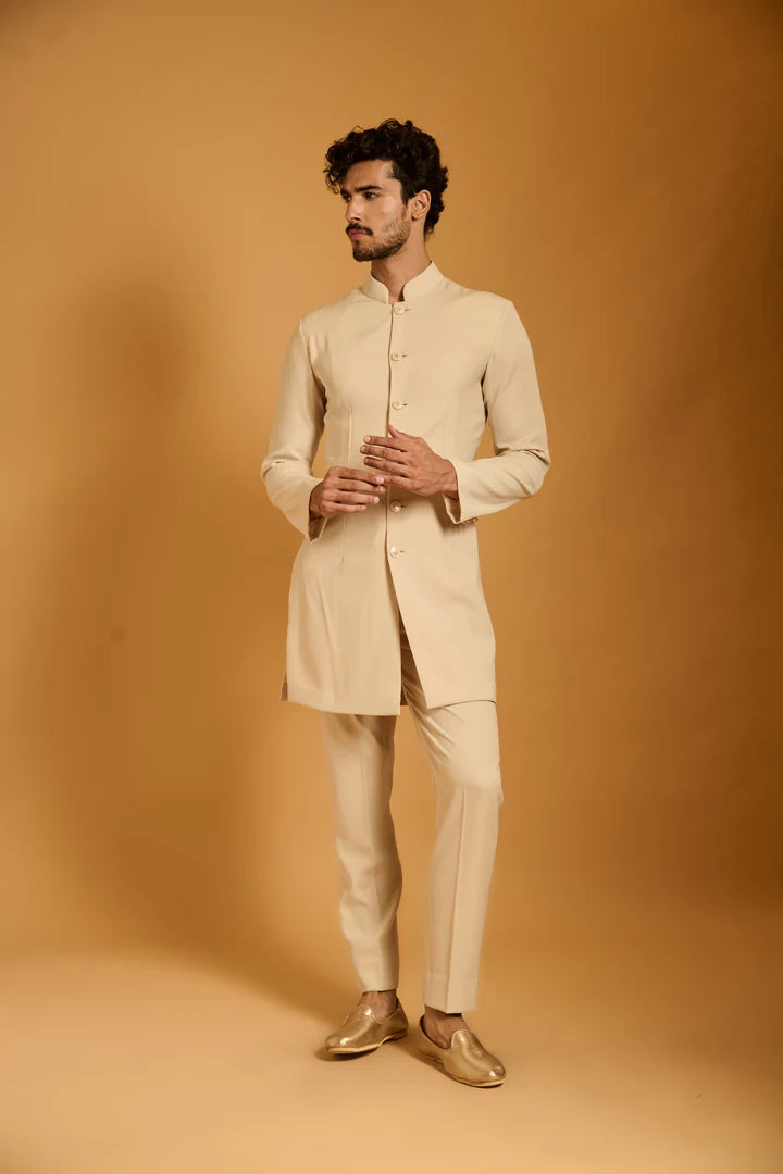 Trifecta beige classic sherwani