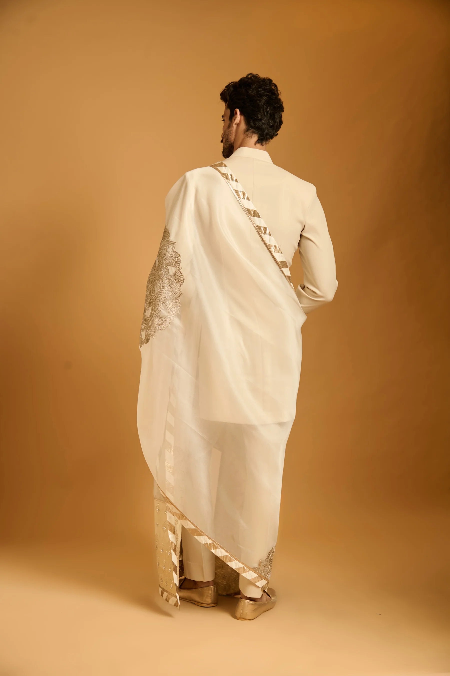 Trifecta ivory paneled dupatta