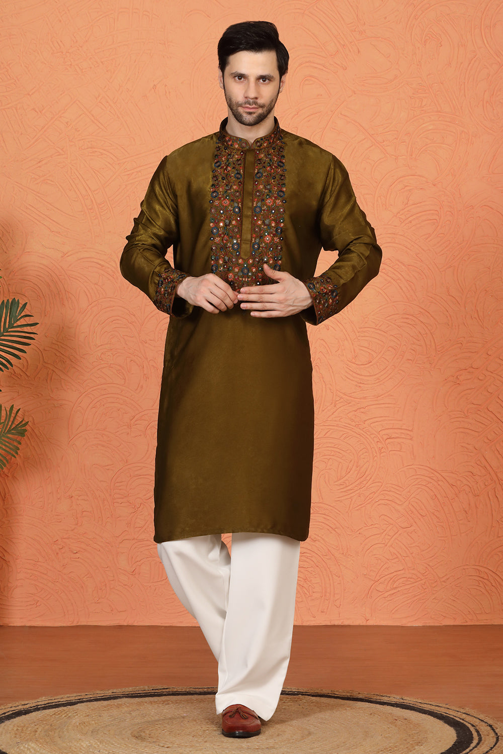Swarna Utsav All Over Embroidered Kurta with Back Elastic Pants