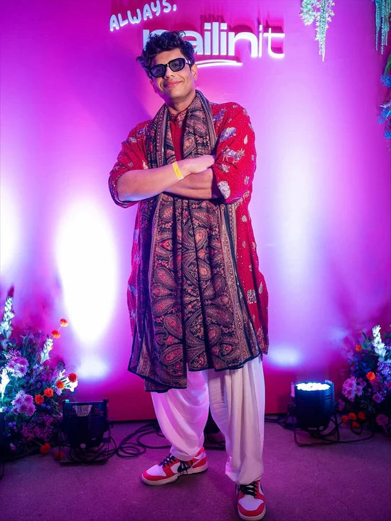 PICHWAI RED DHOTI KURTA SET