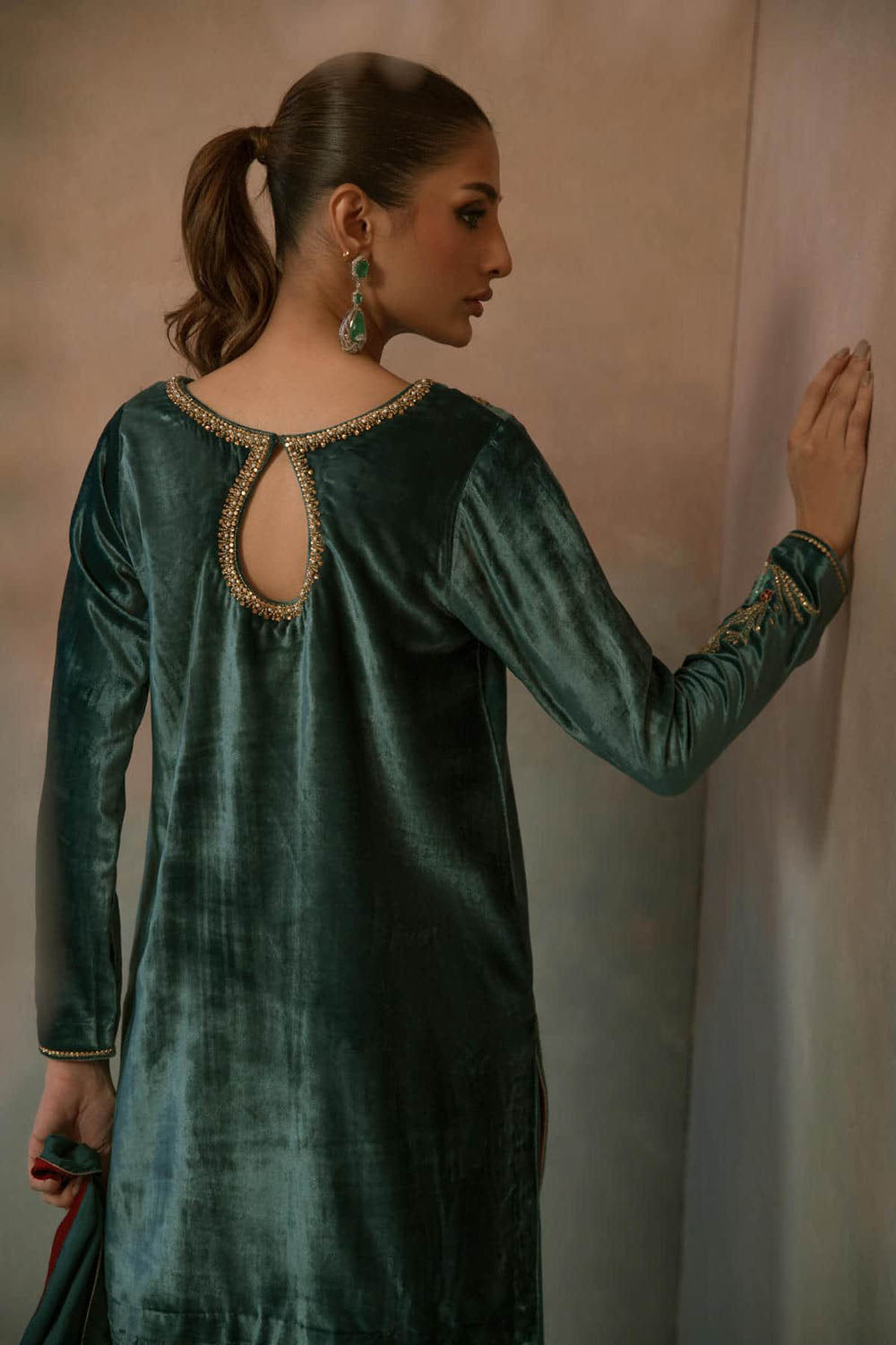 Teal Reverie Velvet Suit Set