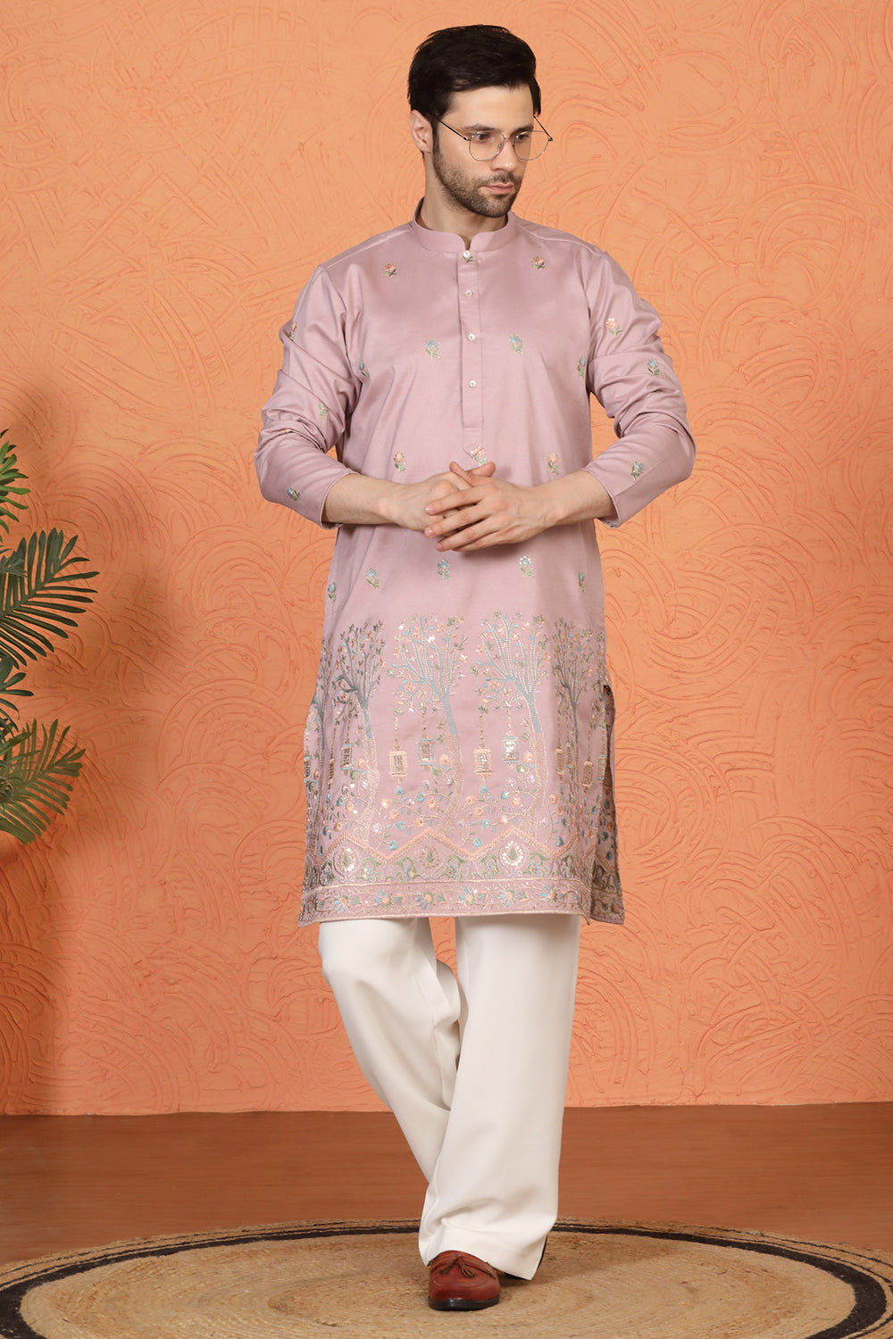 Upwan Utsav Embroidered Kurta with Loose Fit Parallel Pants