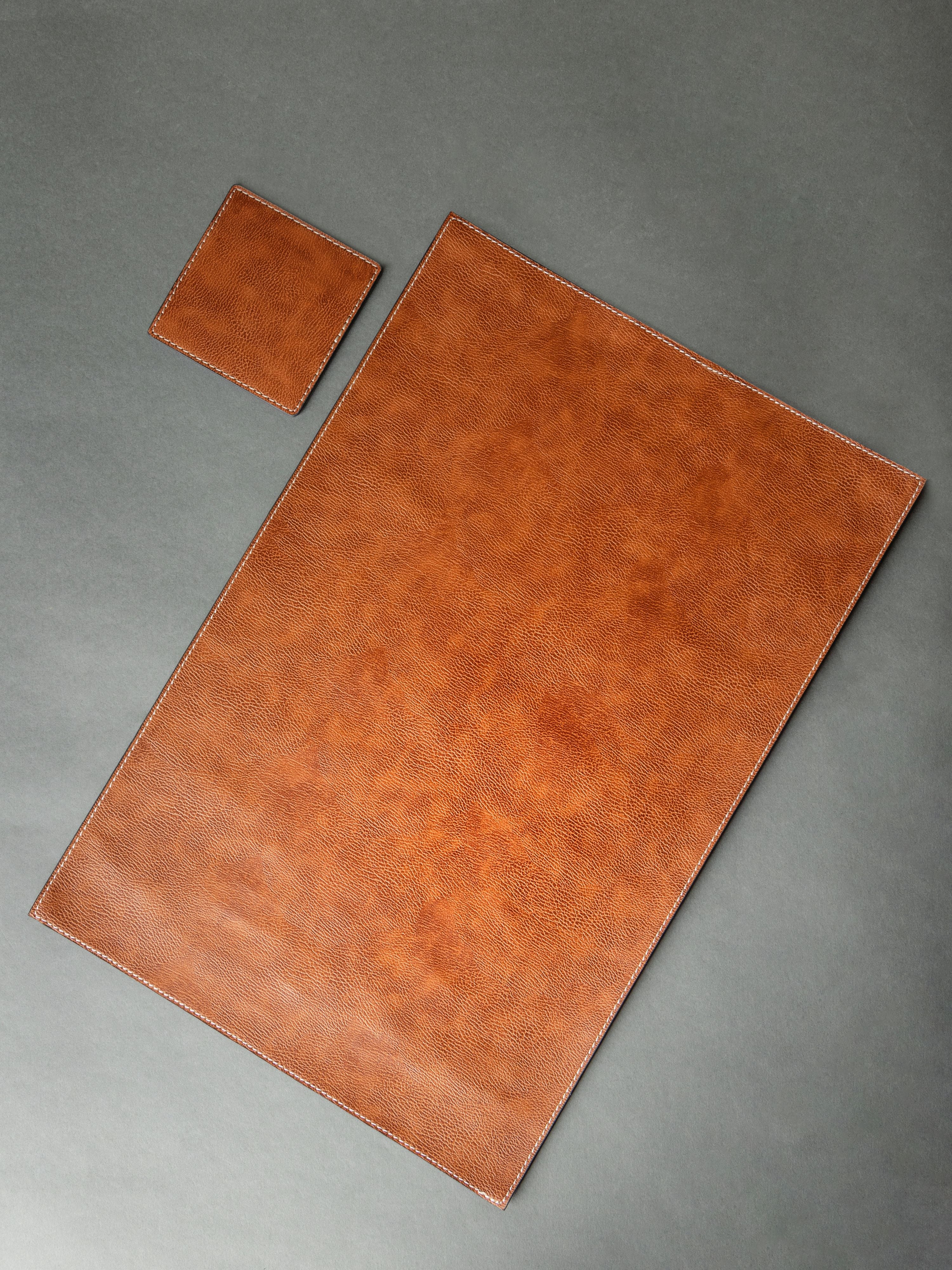 set of faux leather placemats and coasters - 4pc each/set