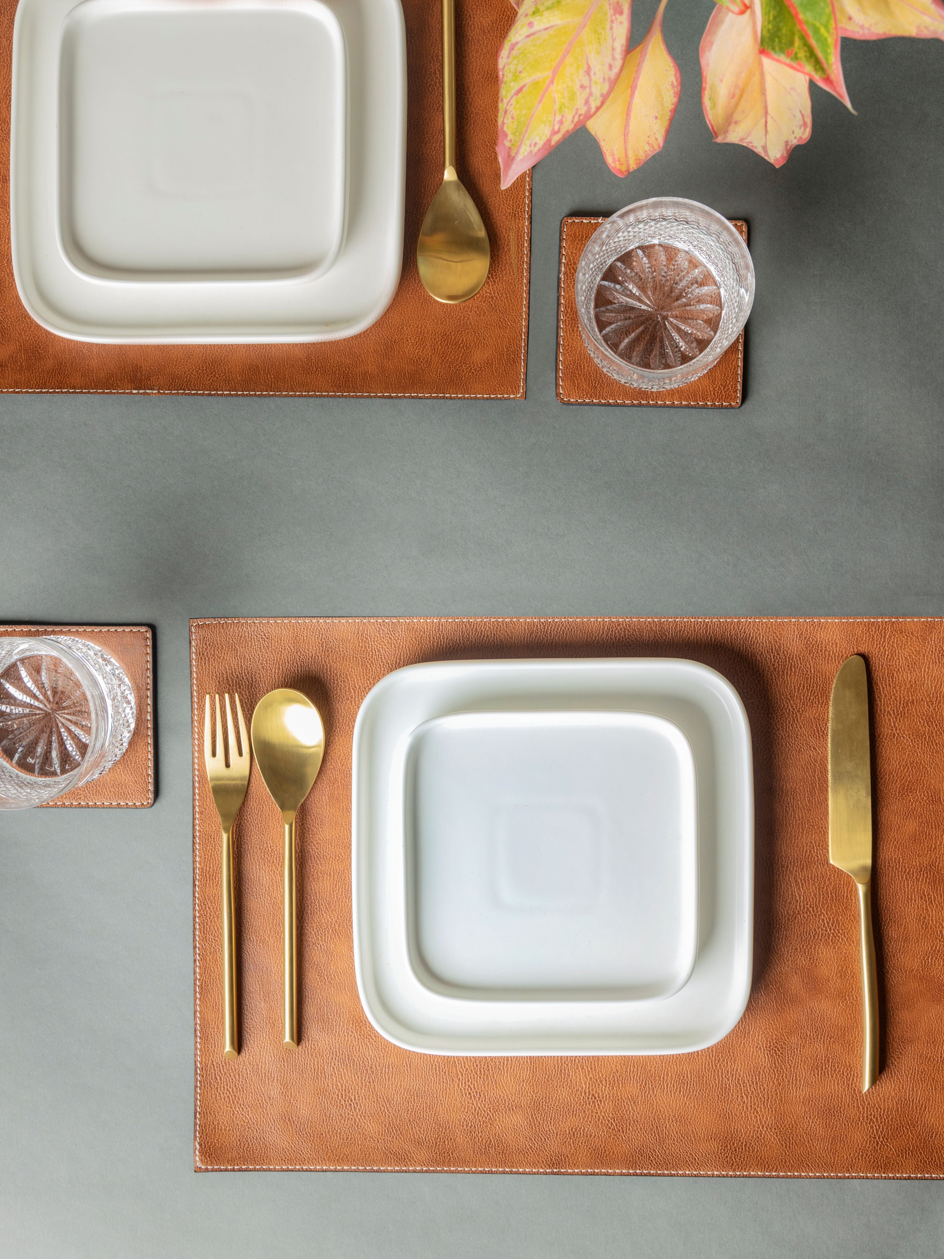 set of faux leather placemats and coasters - 4pc each/set