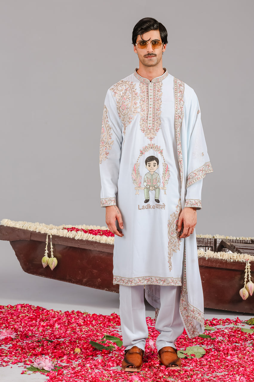 LADKEWALE SKYBLUE KURTA SET