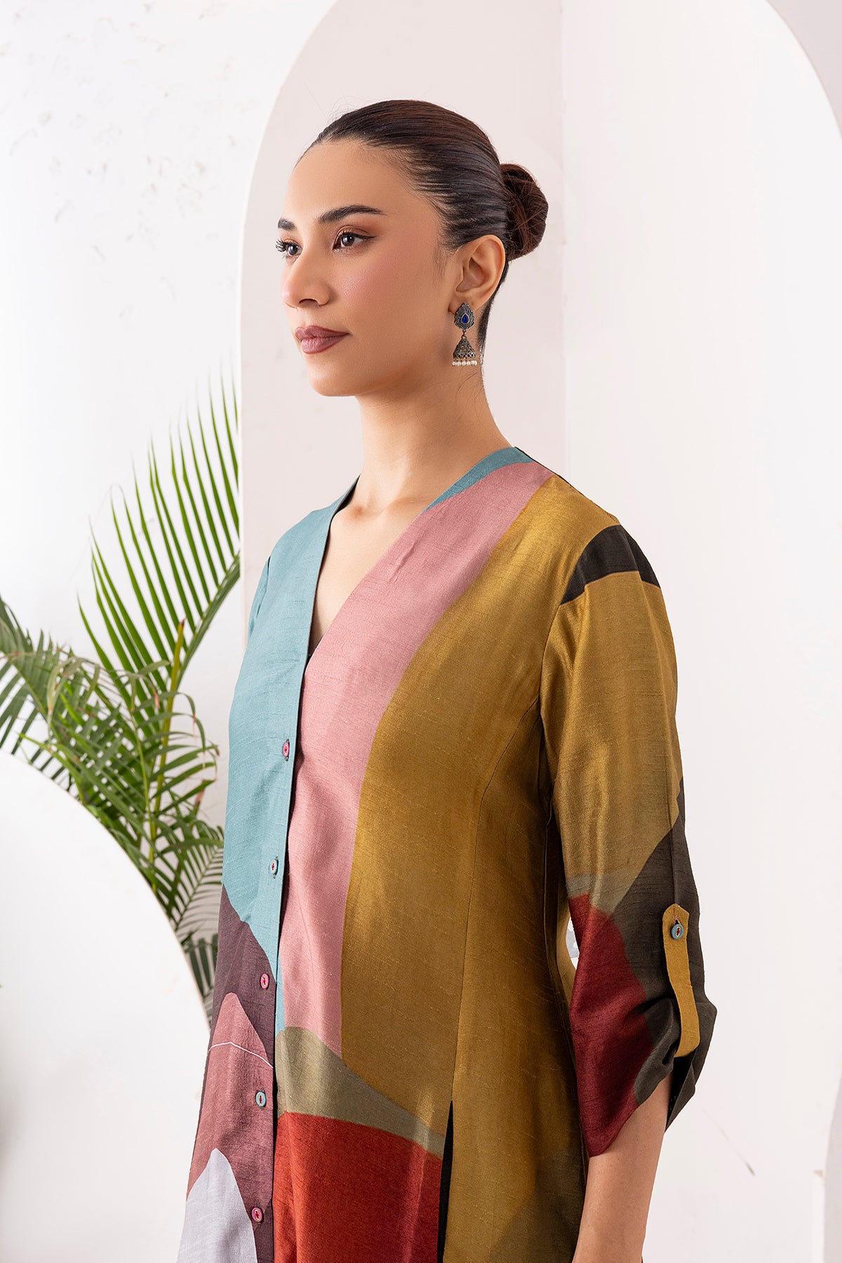 Multicoloured Viscose Dupion Printed Dress (1 PC)