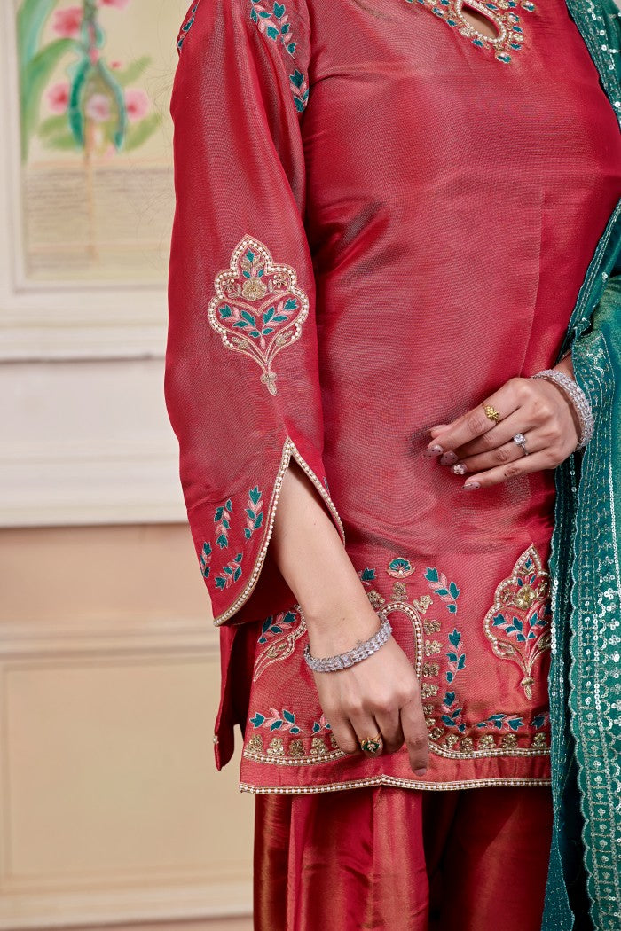 Coral & Teal Festive Kurta Set