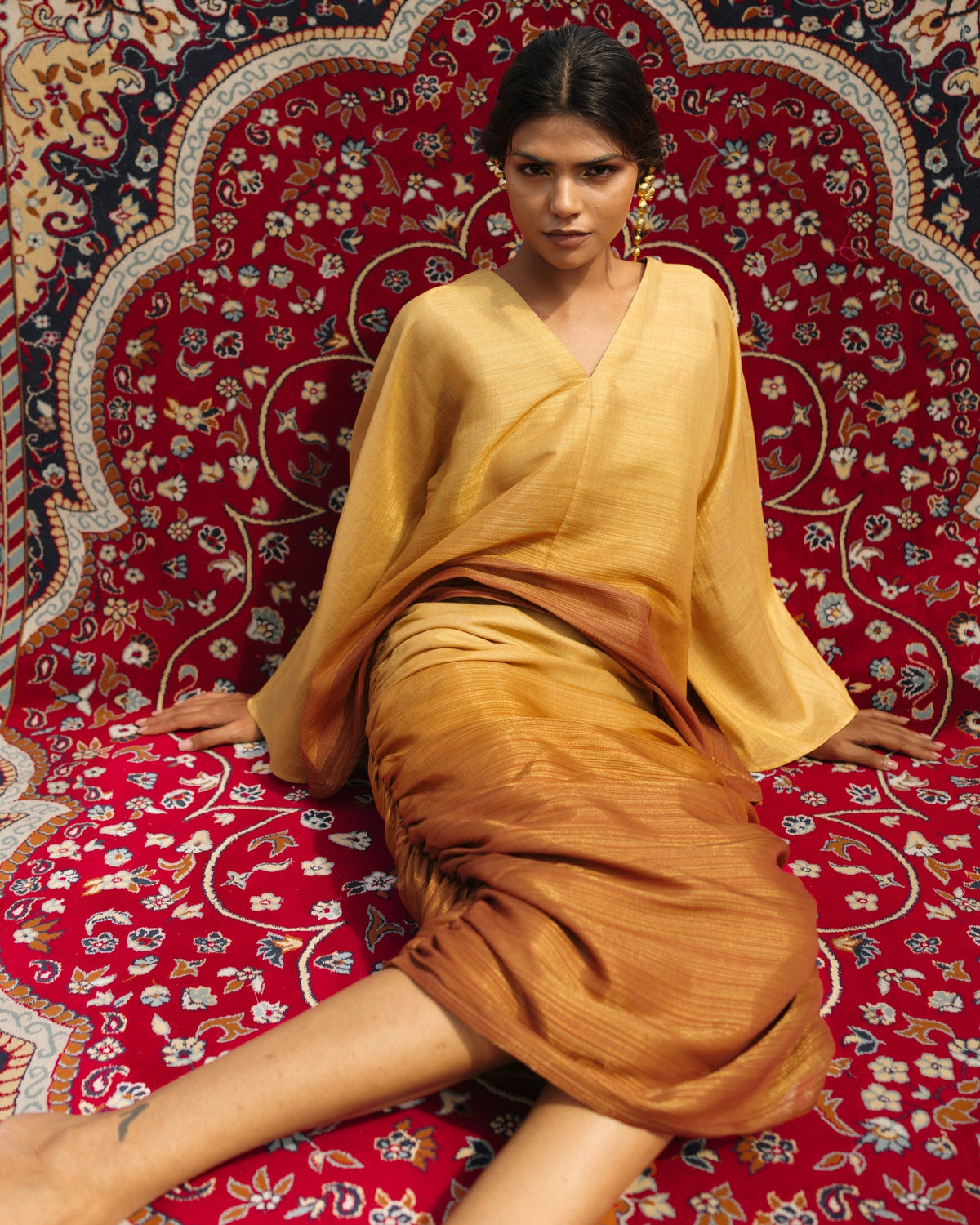 Flared Sleeve top - Marigold & Amber