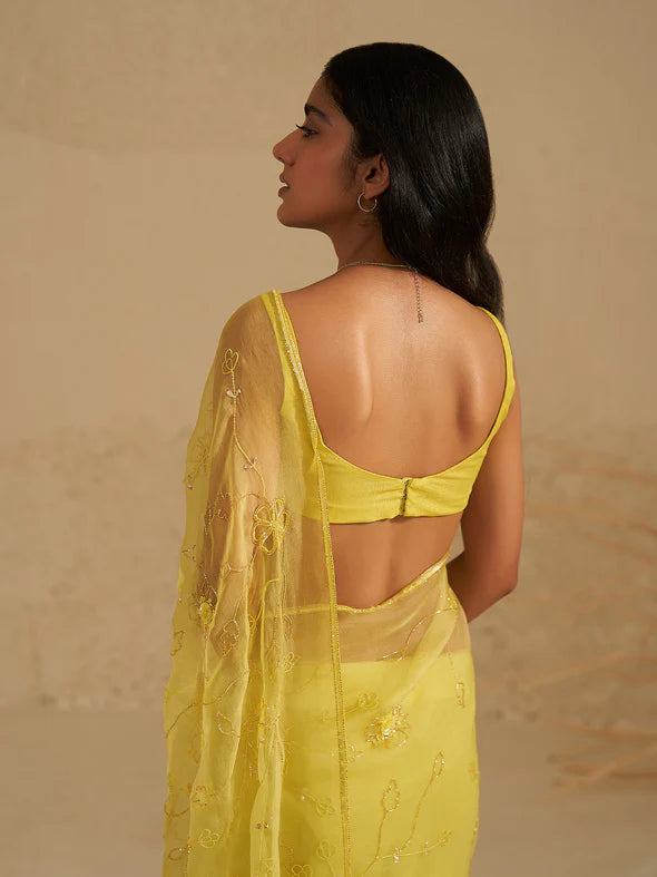 Floret Silk Organza Saree Set