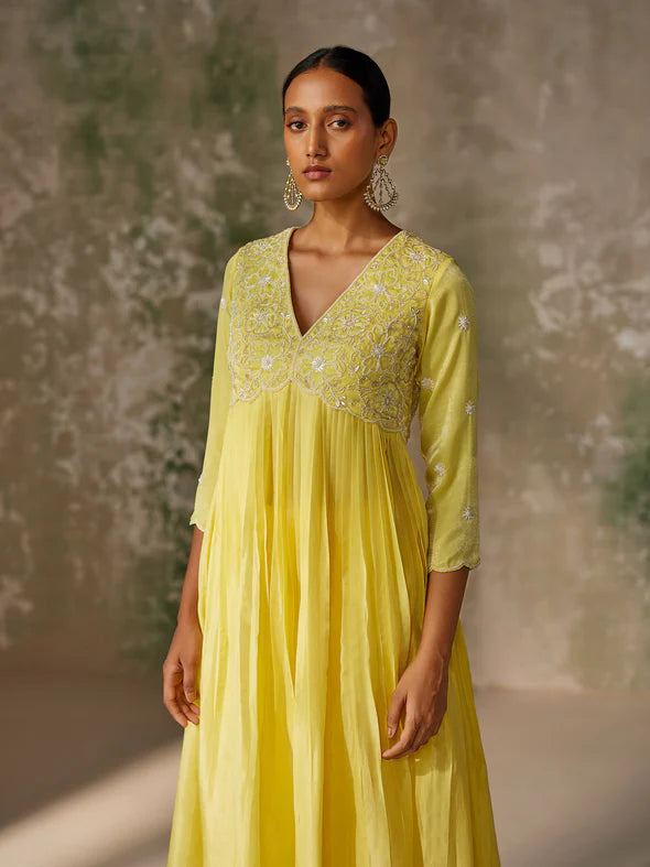 SERENE YELLOW SILK KURTA SET