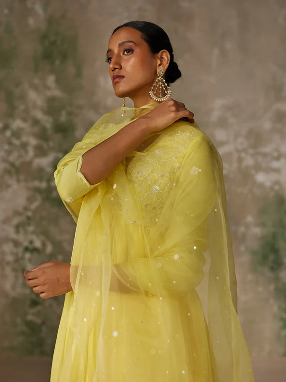SERENE YELLOW SILK KURTA SET