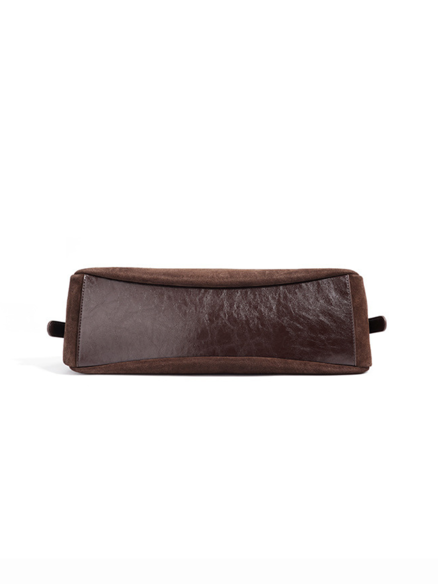 Velena - Ladies suede Leather Baguette Bag, col. Chocolate