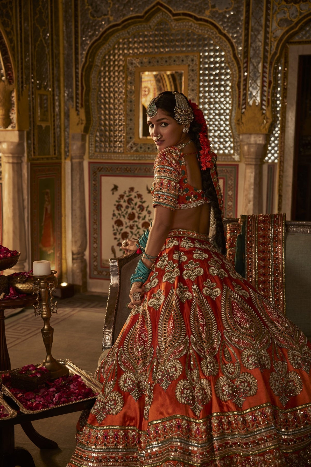 Silk Lehenga Set With Traditional Paisley Motifs