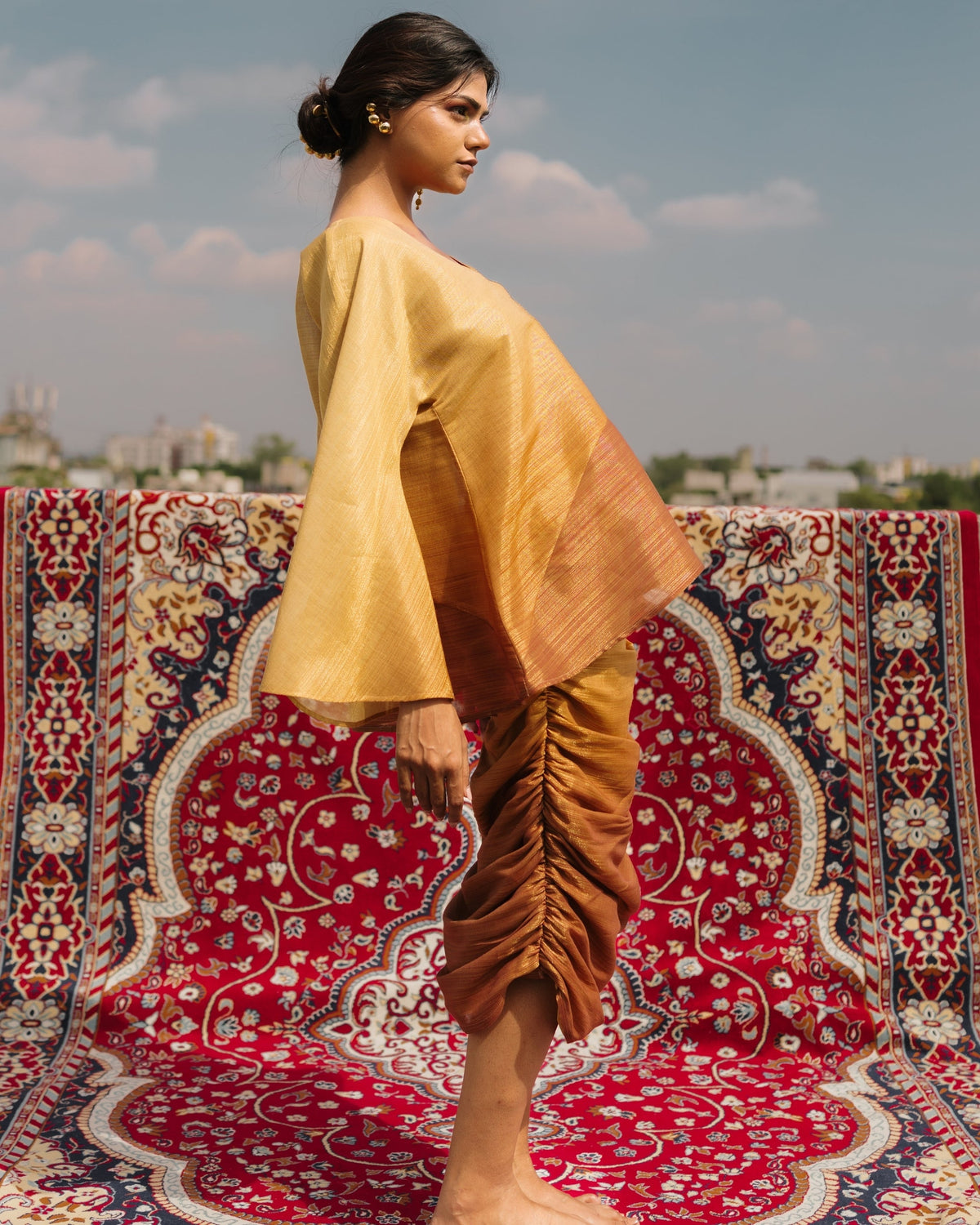 Flared Sleeve top - Marigold & Amber