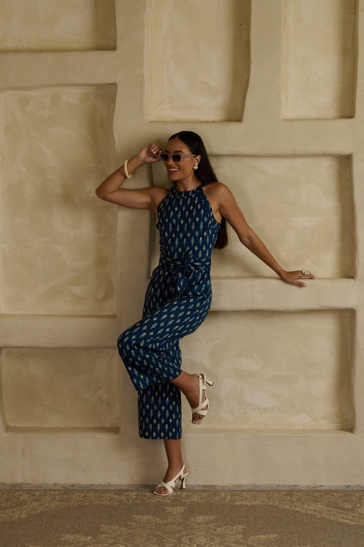 Ikat Indigo Halter Jumpsuit