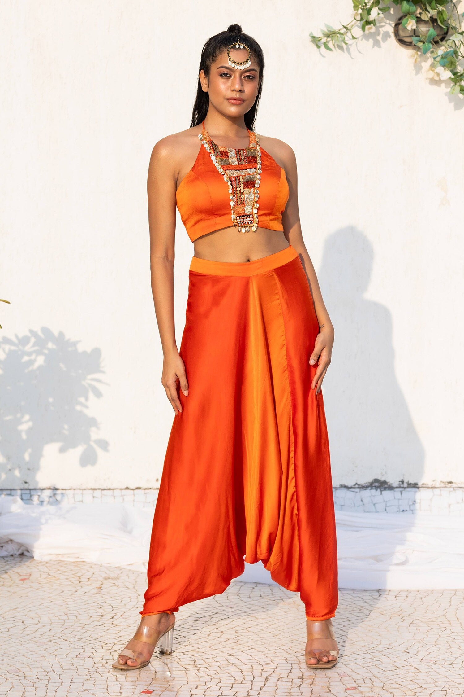 Sunburnt dhoti with halter neck top