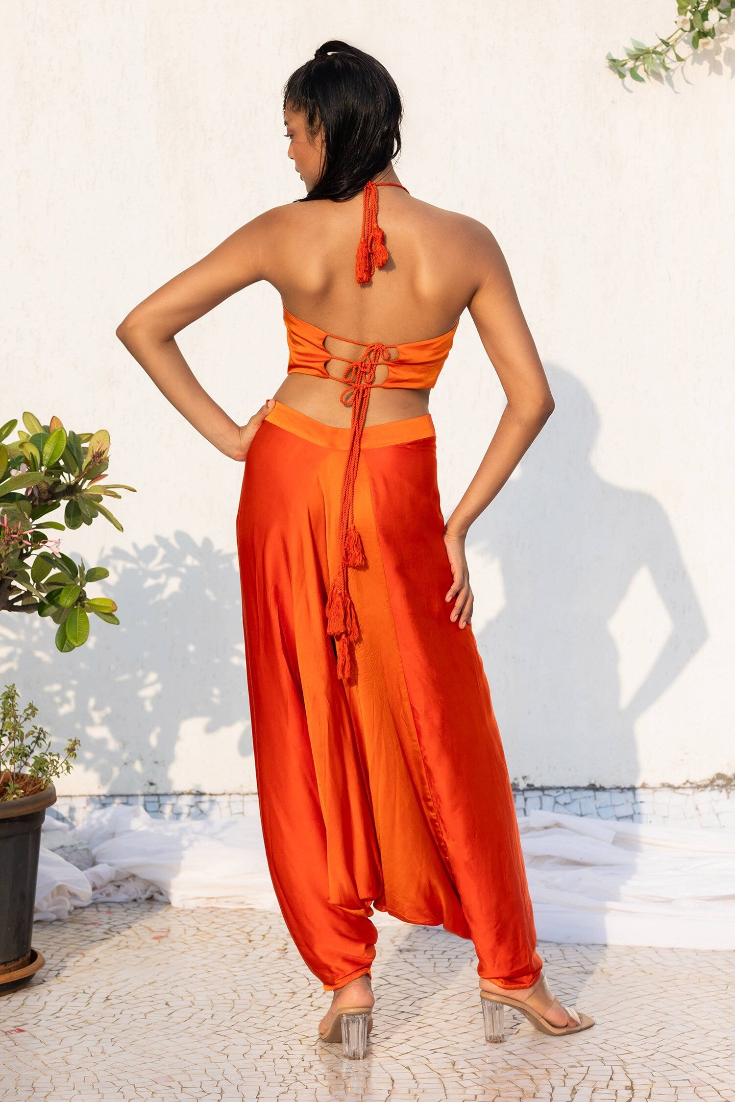 Sunburnt dhoti with halter neck top