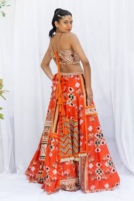Sunburnt patchwork lehengas