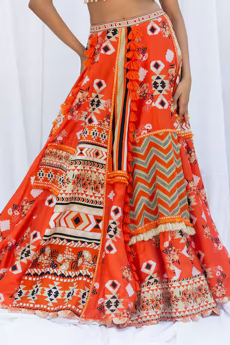 Sunburnt patchwork lehengas