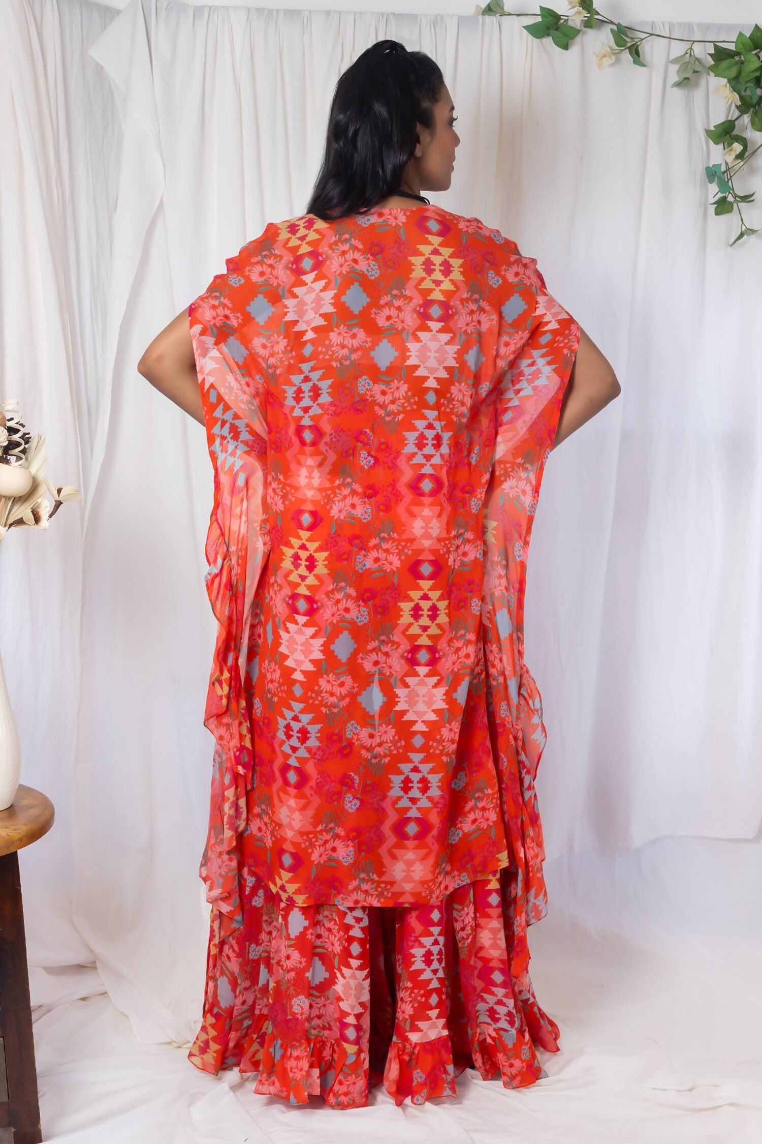 Orange chevron printed Kaftan