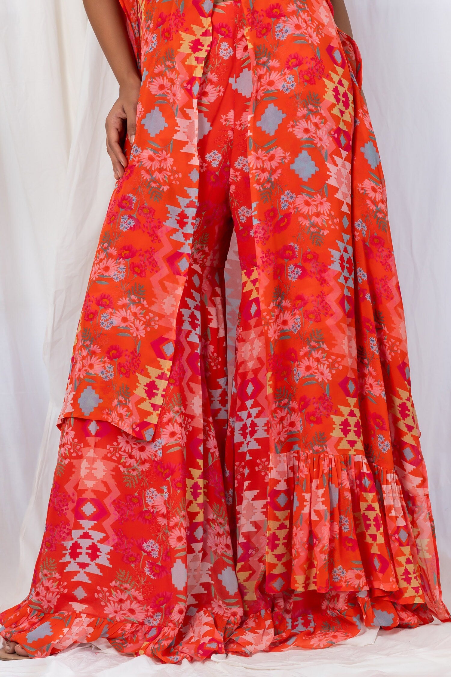 Orange chevron printed Kaftan