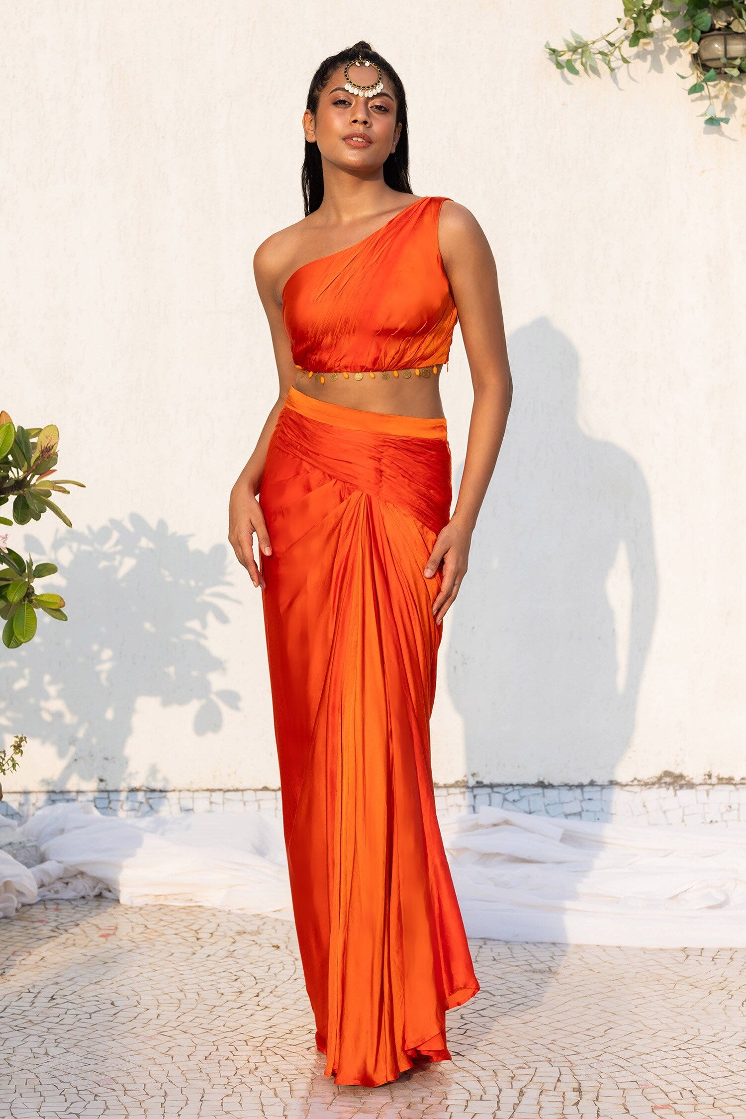 Sunburnt draped skirt with top