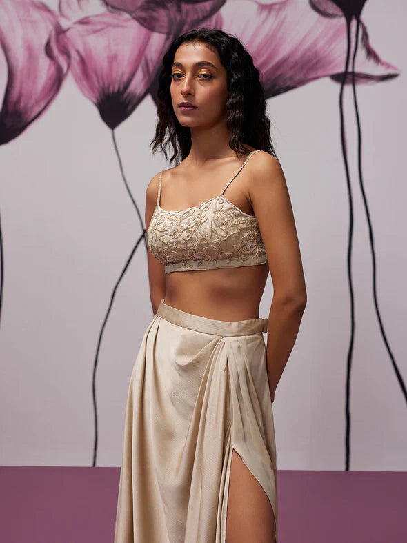 Midnight Beige Jacket Skirt Set